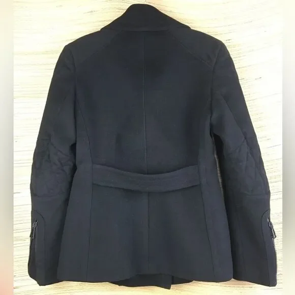 Belstaff Dallington Double Breast Cropped Pea Coat Cashmere/Wool Blend Black S - Picture 7 of 16